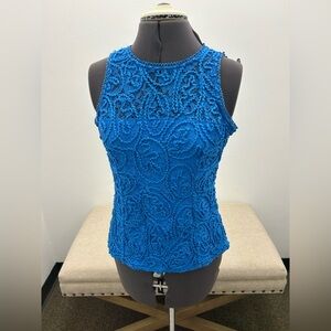 White House Black Market Vibrant Blue Textured Tank Top